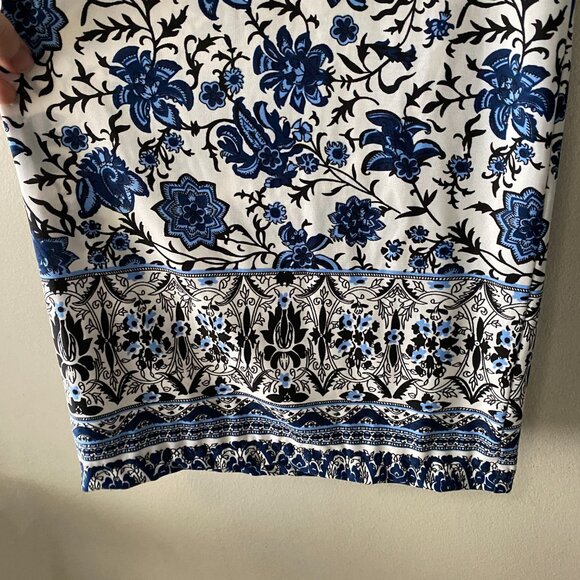 Artizan Robin Barré Blue White Floral Print Print Wide Leg Pant - Picture 6 of 14